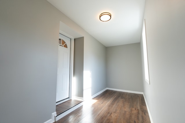 empty room with dark wood-type flooring