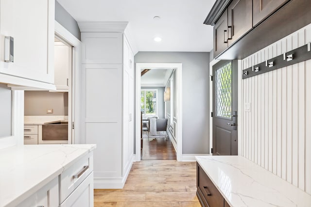 mudroom featuring light wood-type flooring