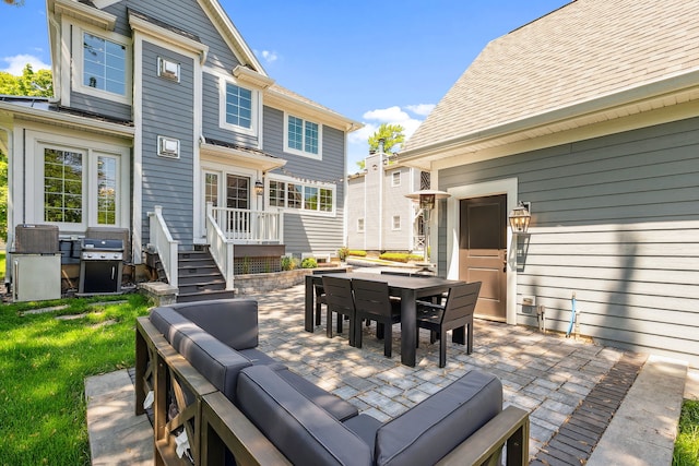 view of patio / terrace with a grill and an outdoor hangout area