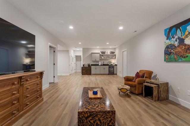 living room with light hardwood / wood-style floors