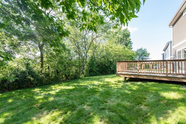 view of yard with a deck