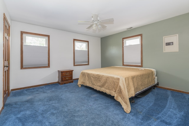 bedroom with carpet and ceiling fan