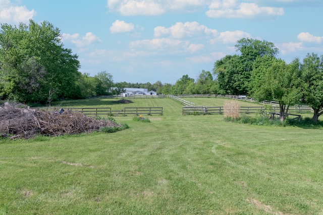 view of yard with a rural view