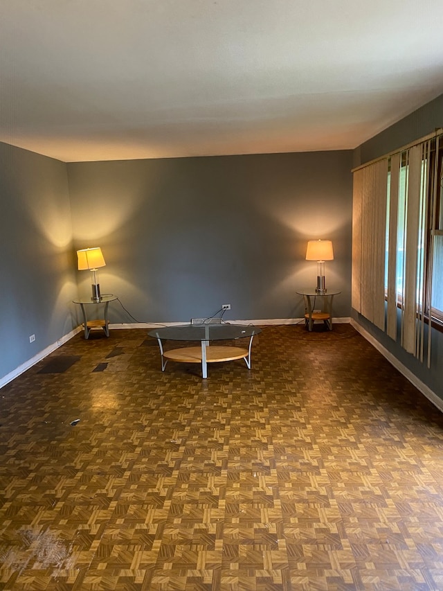 empty room with parquet floors