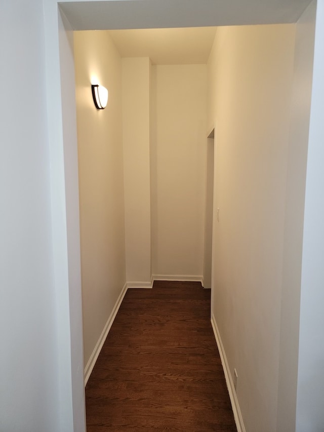 corridor featuring dark hardwood / wood-style floors