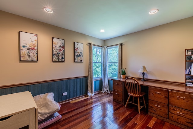 office space featuring dark hardwood / wood-style floors