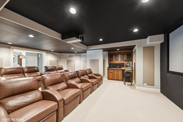 view of carpeted cinema room