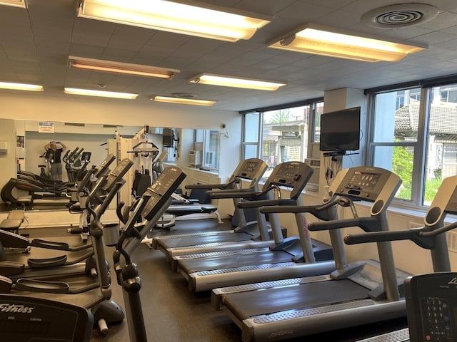 exercise room with visible vents