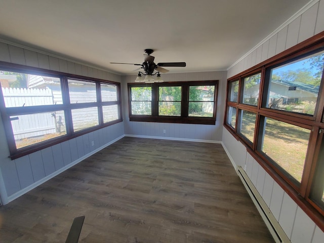 308 Minocqua St, Park Forest, IL 60466 - unfurnished sunroom with baseboards, plenty of natural light, wood finished floors, ornamental molding, and a decorative wall