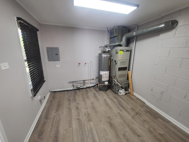 308 Minocqua St, Park Forest, IL 60466 - utility room with gas water heater, electric panel, and heating unit