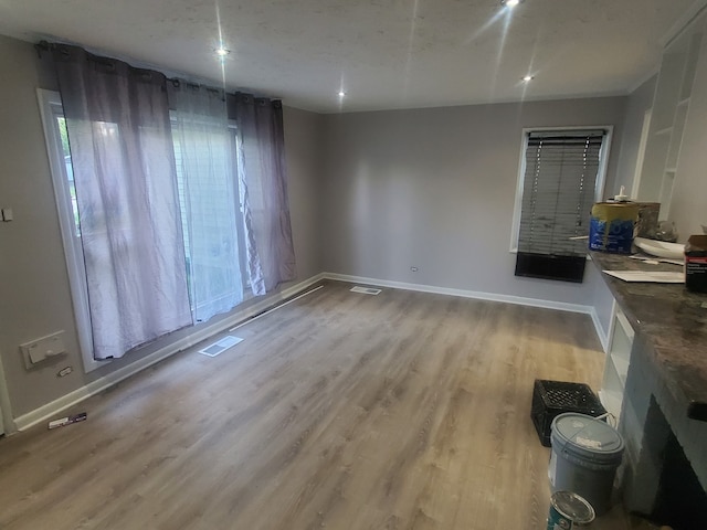 interior space with light hardwood / wood-style flooring