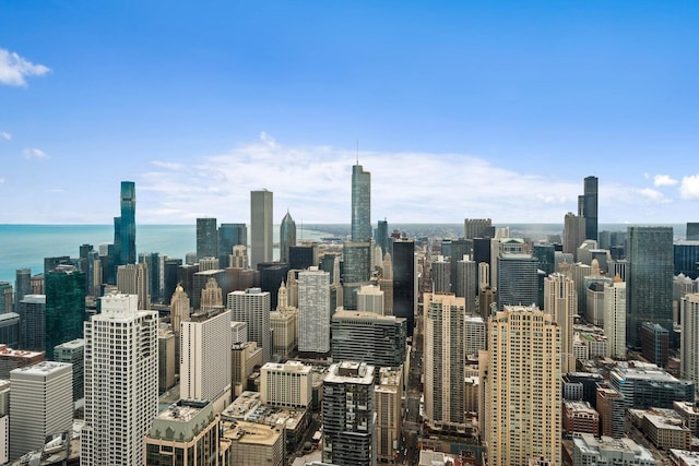 view of city with a water view