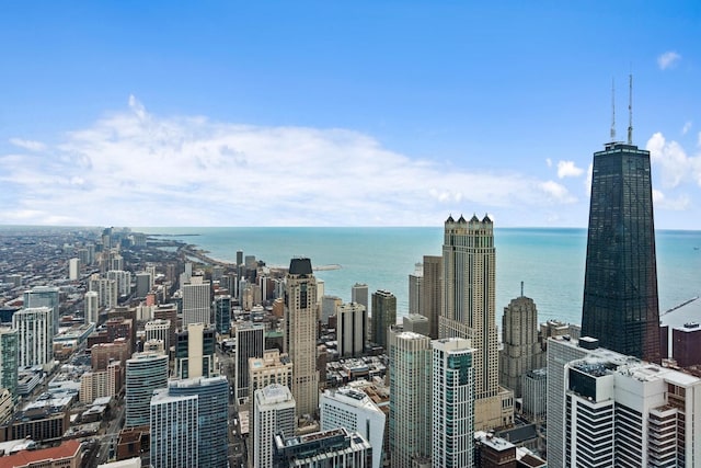 view of city with a water view