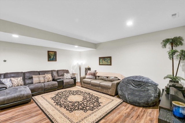 living room with hardwood / wood-style flooring