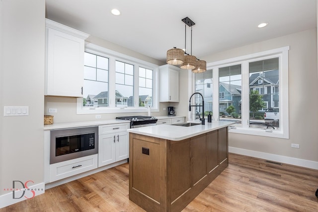 208 Leeward Way, Ottawa, IL 61350 - kitchen with stainless steel appliances, light countertops, white cabinetry, light wood finished floors, and recessed lighting