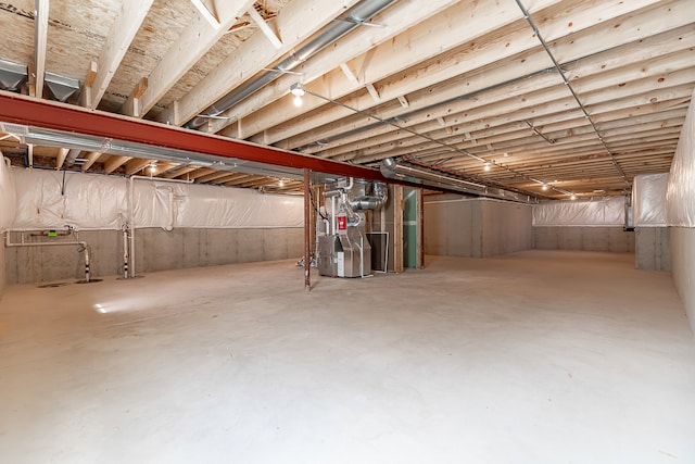 basement with heating unit