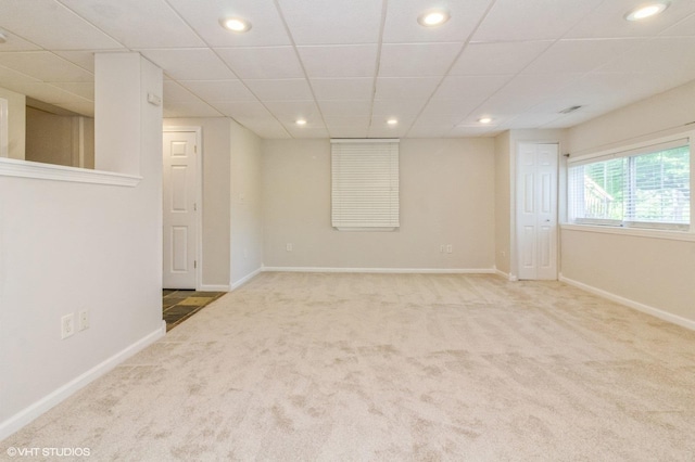211 Grand Ridge Rd, Saint Charles, IL 60175 - carpeted spare room with recessed lighting, baseboards, and a paneled ceiling