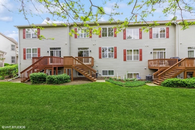 211 Grand Ridge Rd, Saint Charles, IL 60175 - back of house with stairs, a deck, and a yard