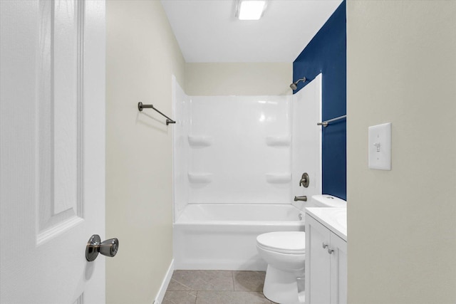 full bathroom featuring tile patterned floors, shower / bathing tub combination, vanity, and toilet