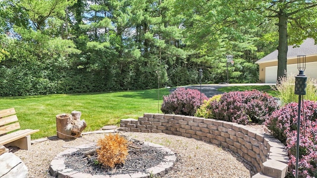 view of yard featuring an attached garage