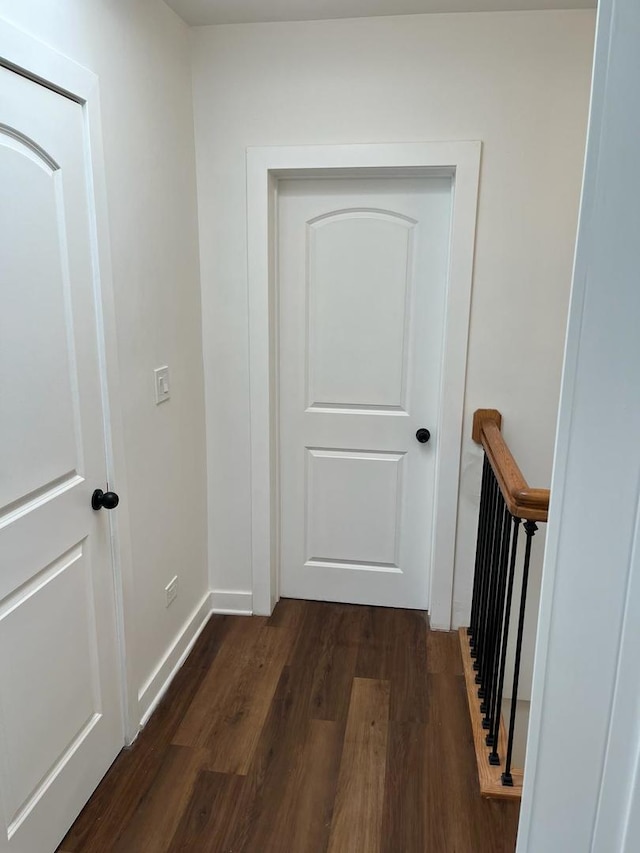 corridor featuring dark hardwood / wood-style flooring