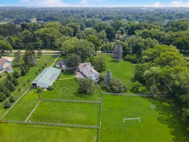 birds eye view of property featuring a rural view