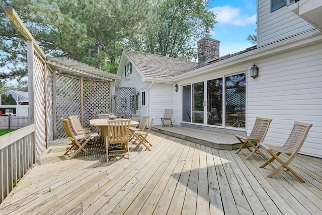 deck featuring a pergola