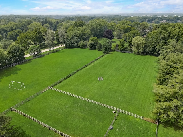 aerial view featuring a rural view