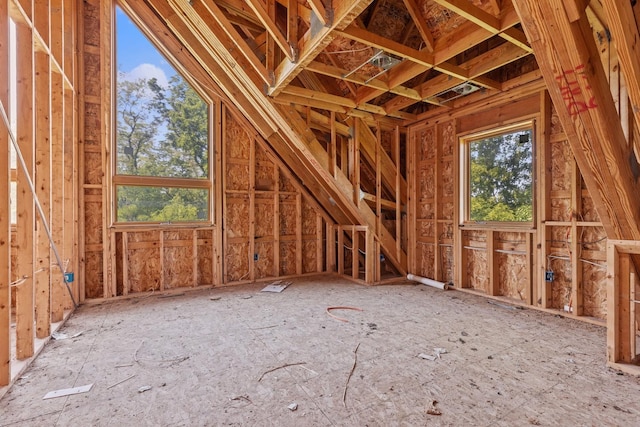 view of unfinished attic