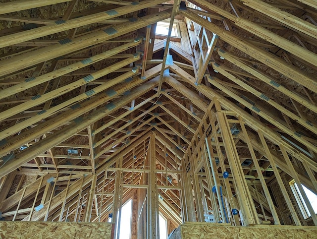 view of unfinished attic