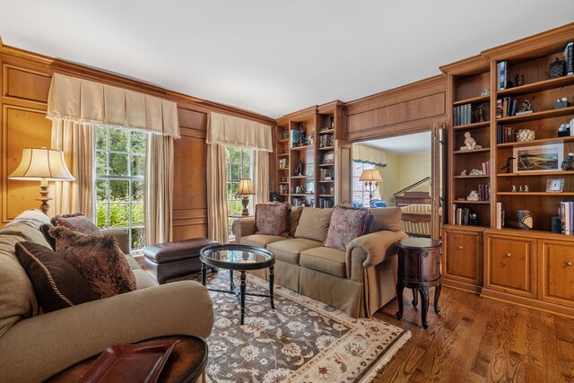 living room featuring wood-type flooring