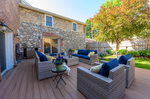 deck with an outdoor living space