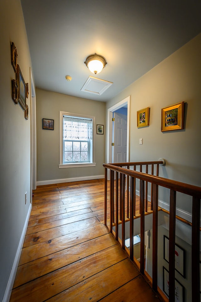hall with hardwood / wood-style flooring