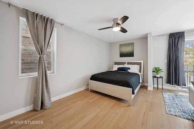 2550 W Thomas St, Chicago, IL 60622 - bedroom featuring light wood-type flooring, baseboards, and ceiling fan