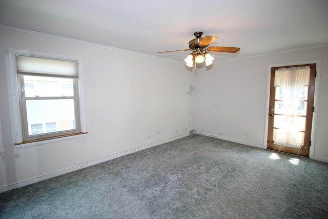 3415 W Maple St, Evergreen Park, IL 60805 - unfurnished room featuring crown molding, carpet floors, and a ceiling fan