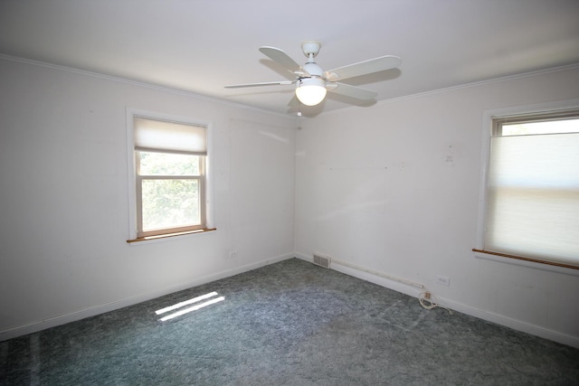 3415 W Maple St, Evergreen Park, IL 60805 - empty room with ornamental molding, carpet, and ceiling fan