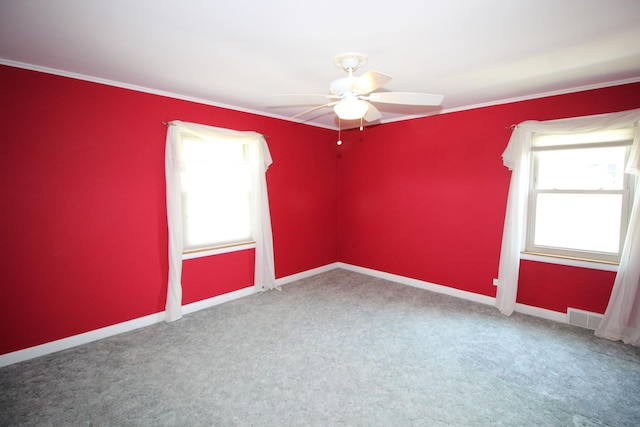 3415 W Maple St, Evergreen Park, IL 60805 - spare room with a ceiling fan, carpet flooring, and crown molding
