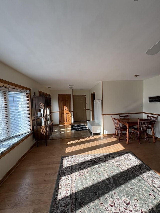 living room featuring dark hardwood / wood-style flooring