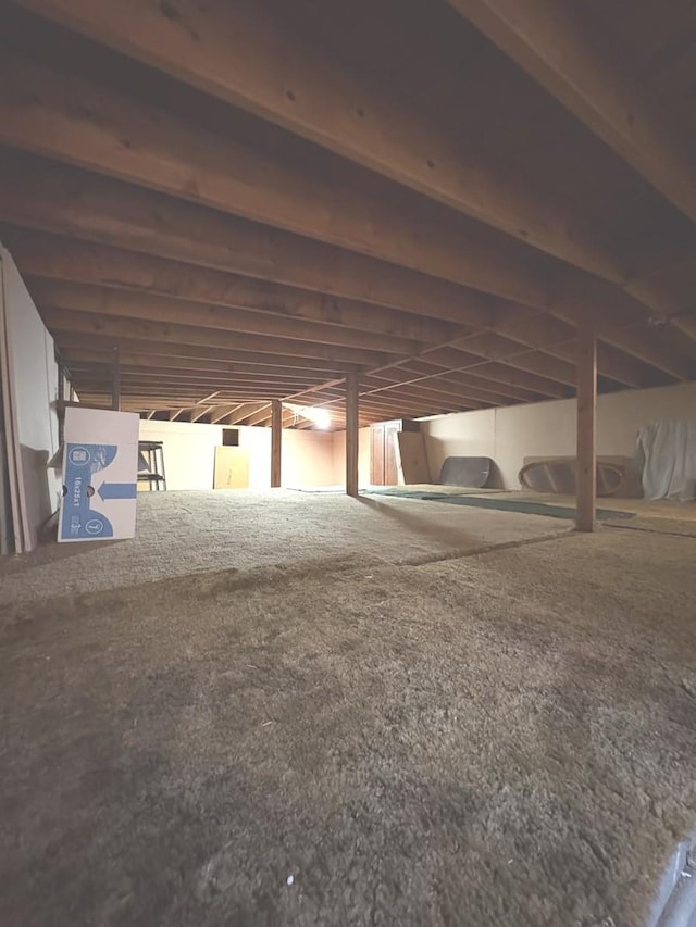 view of unfinished attic