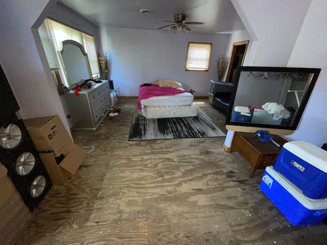 bedroom featuring ceiling fan