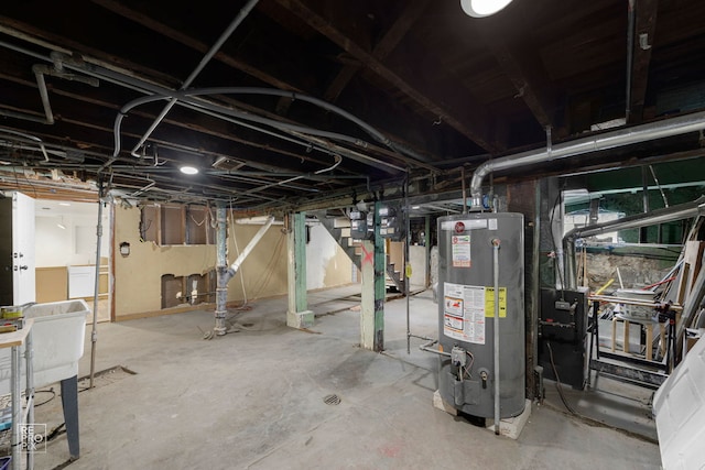 basement with gas water heater