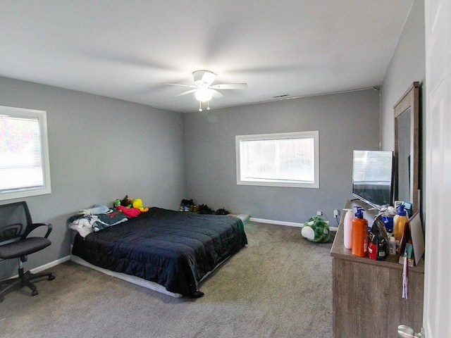 bedroom with carpet and ceiling fan