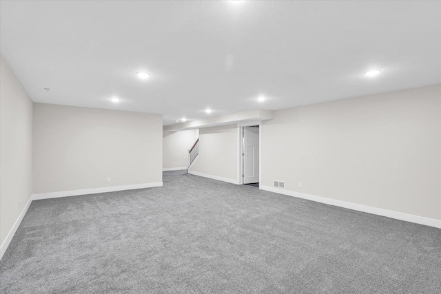 basement with carpet