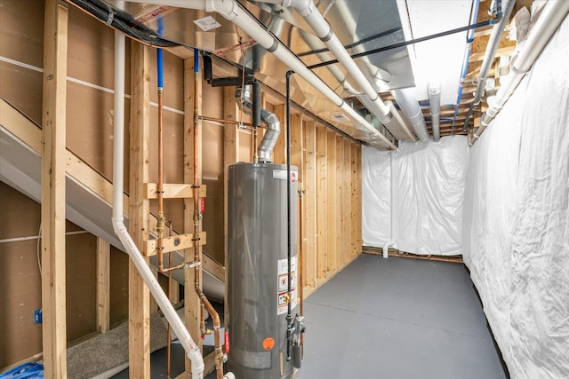 basement with water heater