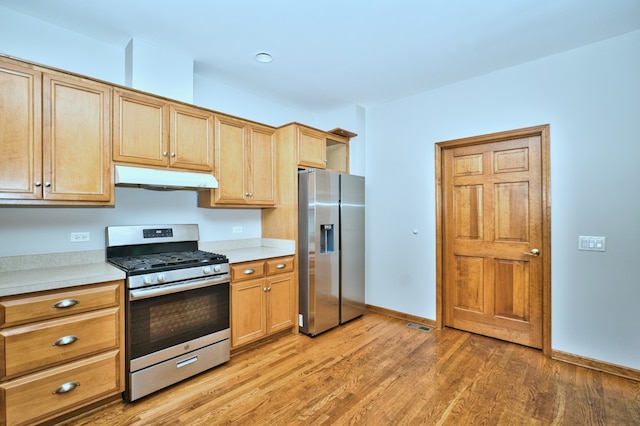 kitchen featuring stainless steel appliances and light wood-type flooring