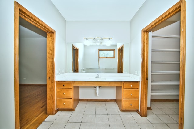 bathroom featuring vanity and tile patterned floors