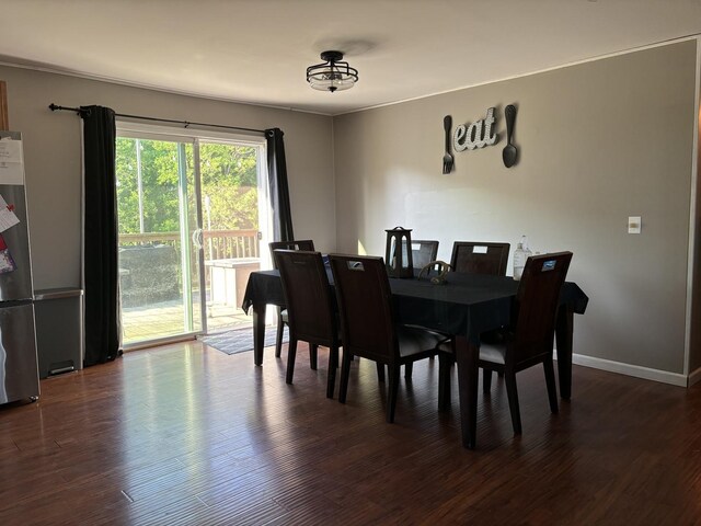 dining area featuring dark hardwood / wood-style floors