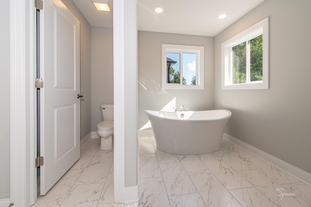 bathroom featuring a tub and toilet