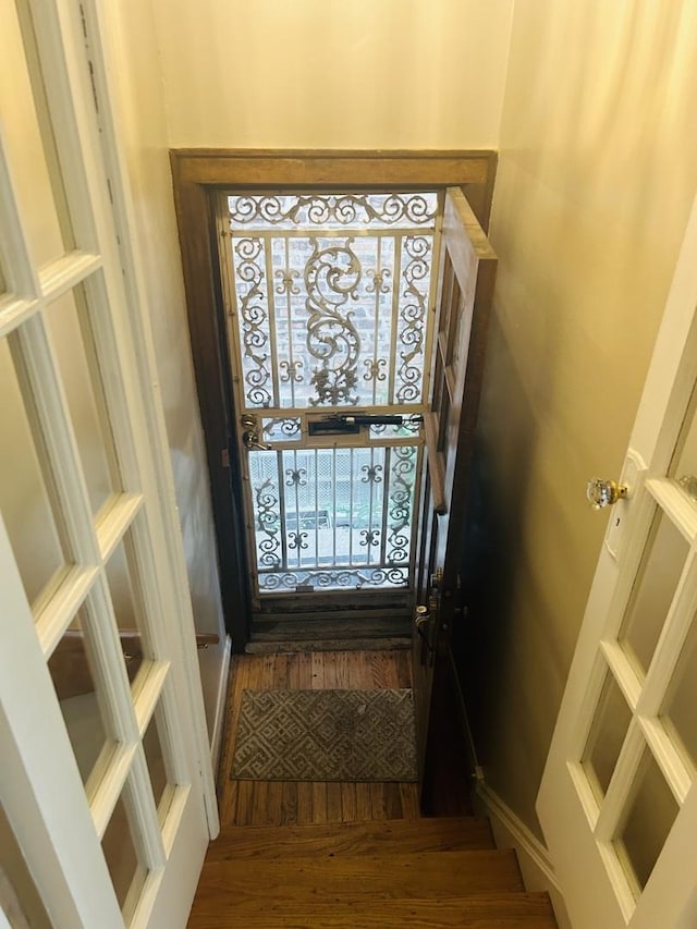 interior space with hardwood / wood-style floors