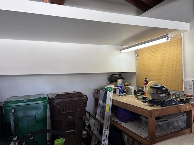 interior space with a workshop area